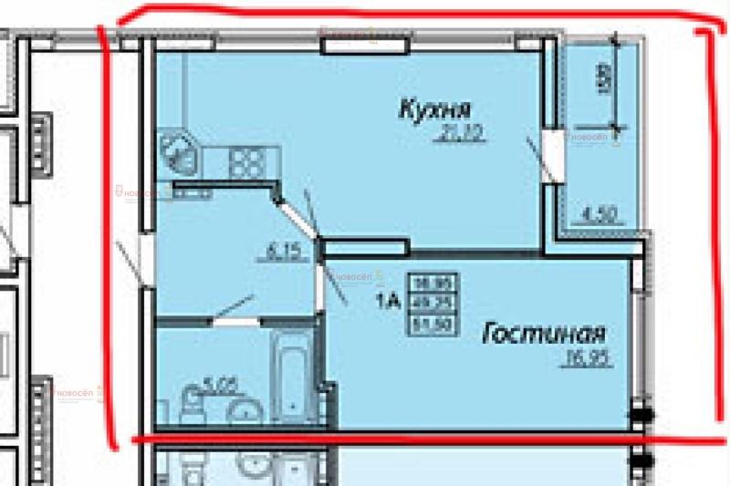 1-комнатная квартира, 49 м2