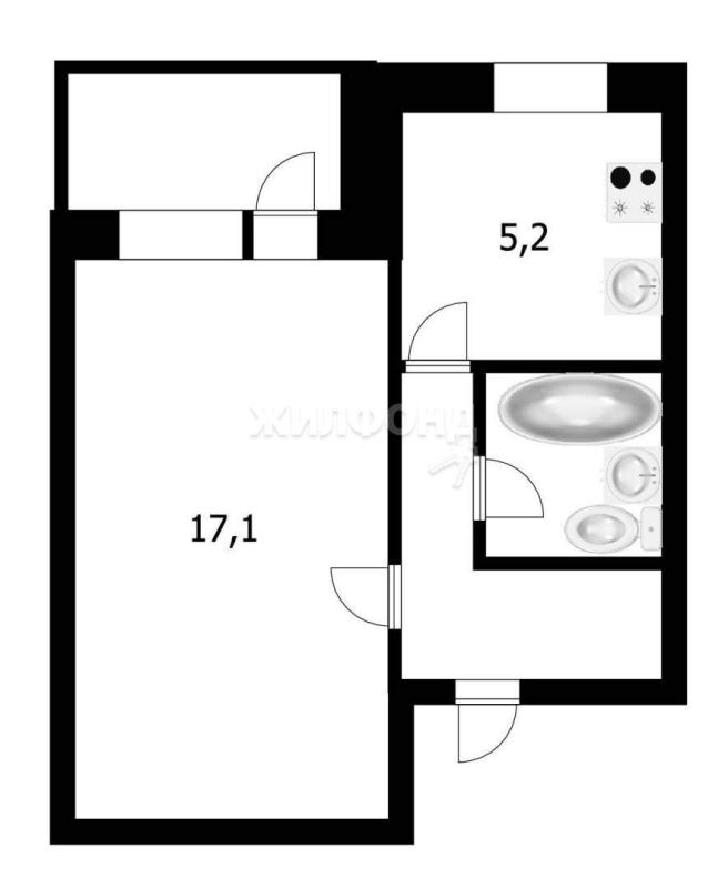 1-комнатная квартира, 29.5 м2