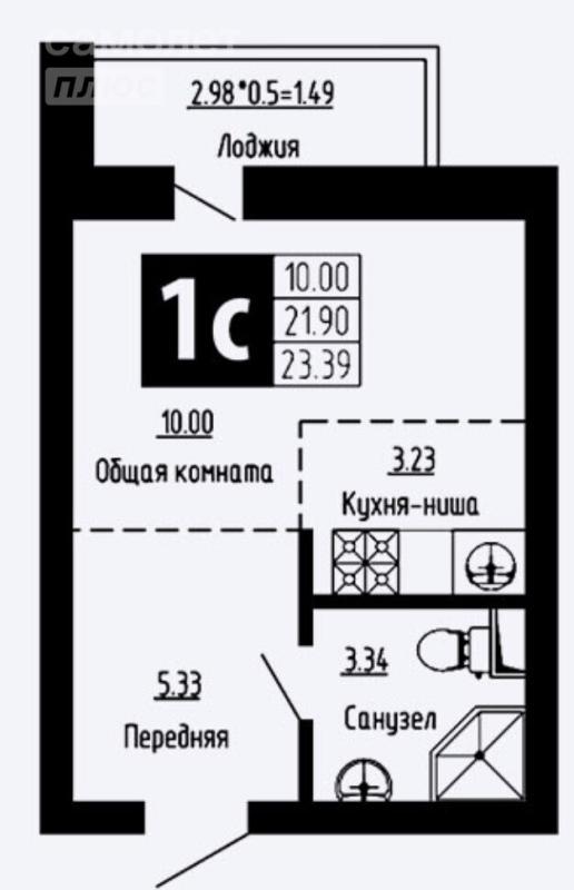 Квартира-свободная планировка, 24 м2