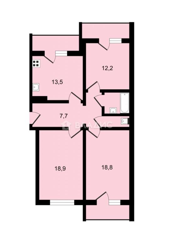 3-комнатная квартира, 87.2 м2