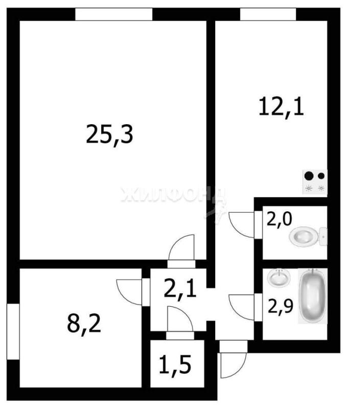 2-комнатная квартира, 57.6 м2