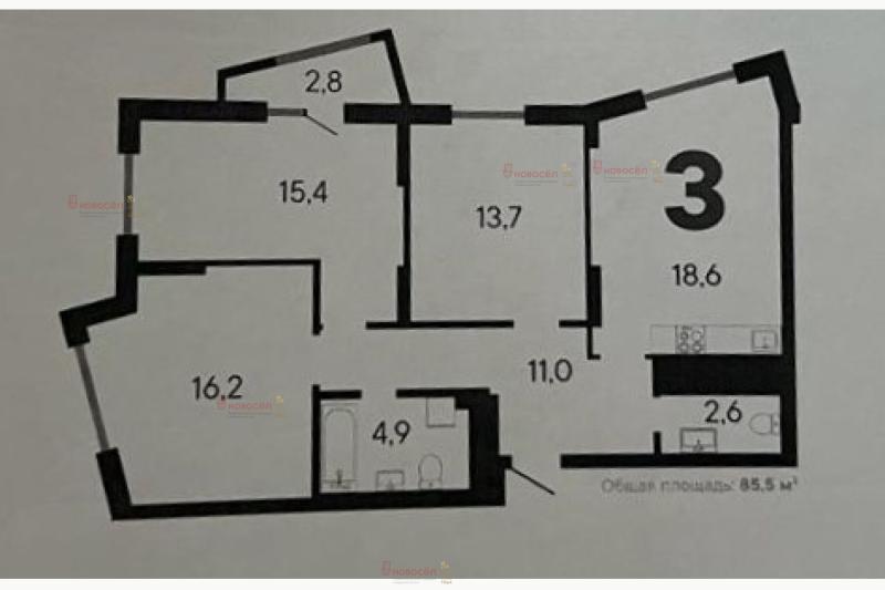 3-комн. квартира, 82 м², 24/28 этаж