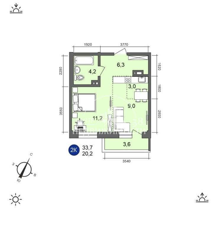 2-комн. квартира, 37.3 м², 8/10 этаж