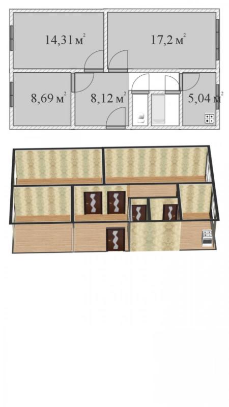 3-комн. квартира, 61.3 м², 4/5 этаж