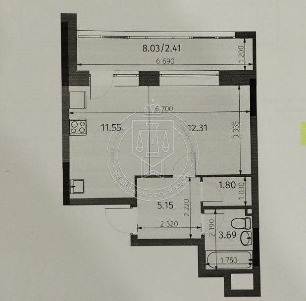 1-комнатная Квартира, 36.91 м2