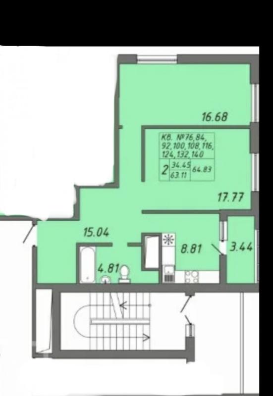 2-комн. квартира, 63 м², 19/25 этаж