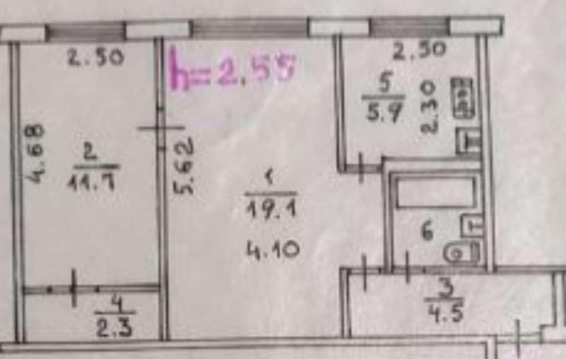 2-комн. квартира, 45 м², 5/5 этаж