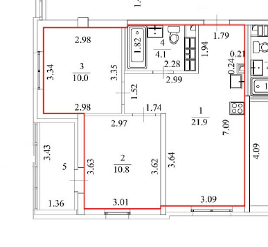 2-комнатная Квартира, 46.8 м2