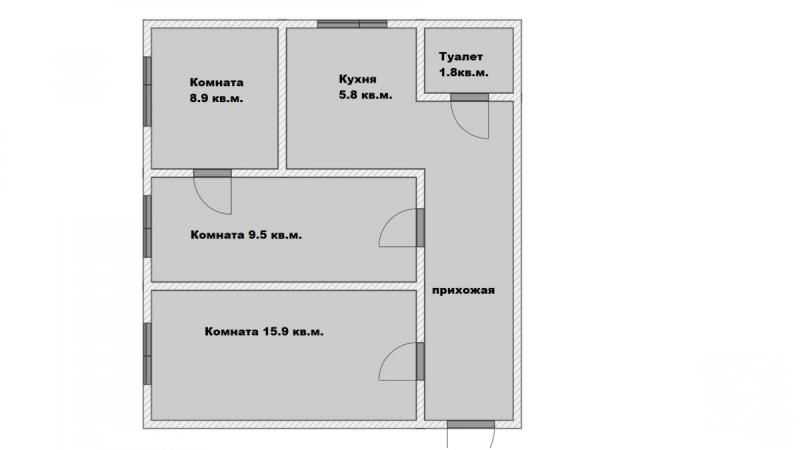 3-комн. квартира, 47 м², 2/2 этаж