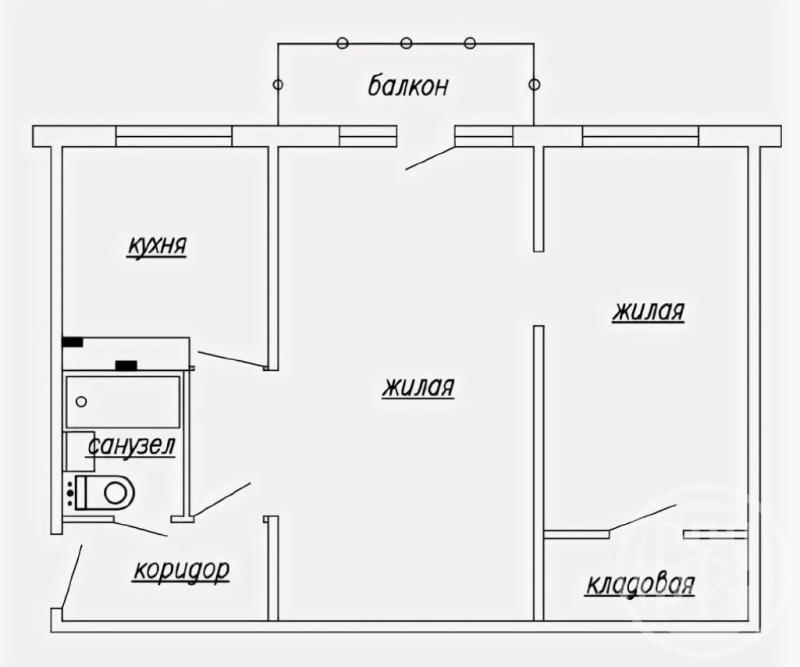2-комн. квартира, 43 м², 3/3 этаж