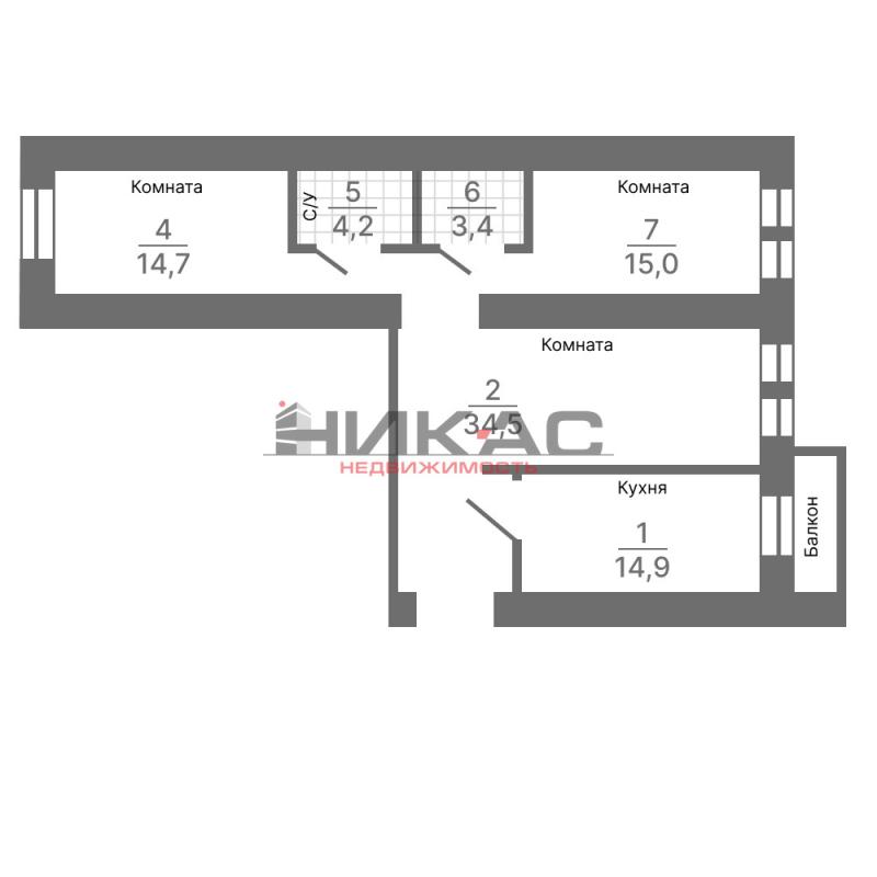 3-комн. квартира, 92 м², 6/7 этаж