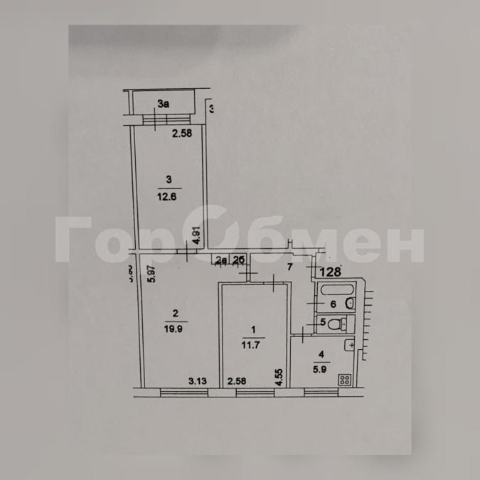 3-комнатная Квартира, 60 м2