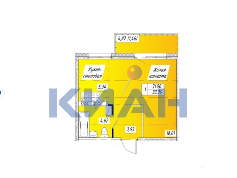 Квартира-Студия, 33.36 м2