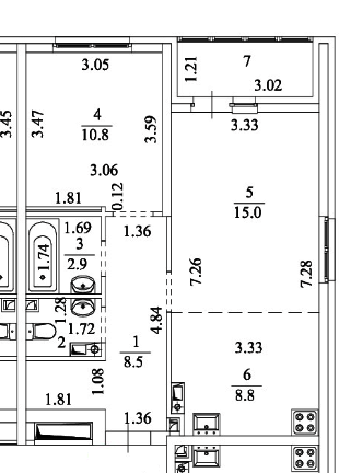 1-комнатная Квартира, 48 м2