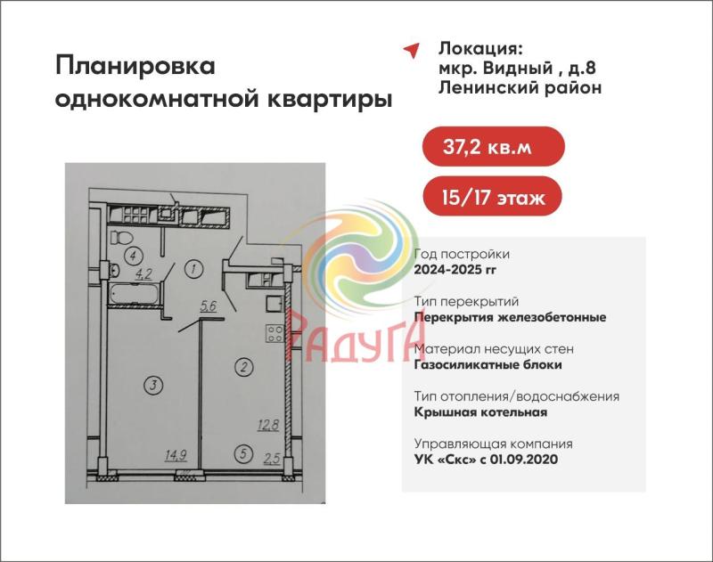 1-комнатная Квартира, 37.2 м2