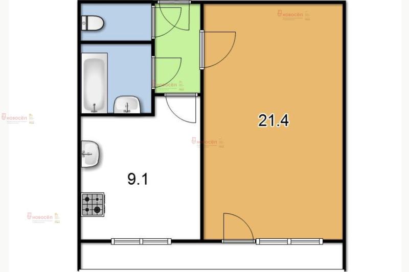 1-комнатная Квартира, 34 м2