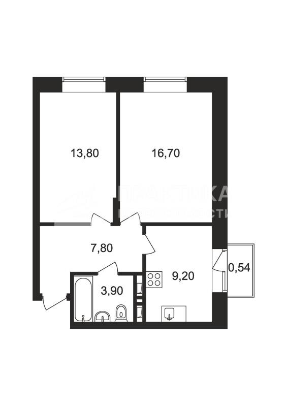 2-комнатная Квартира, 51.4 м2