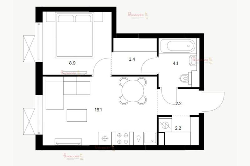 1-комн. квартира, 37 м², 24/29 этаж