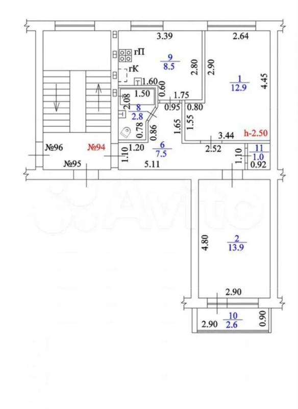 2-комн. квартира, 46.6 м², 5/5 этаж