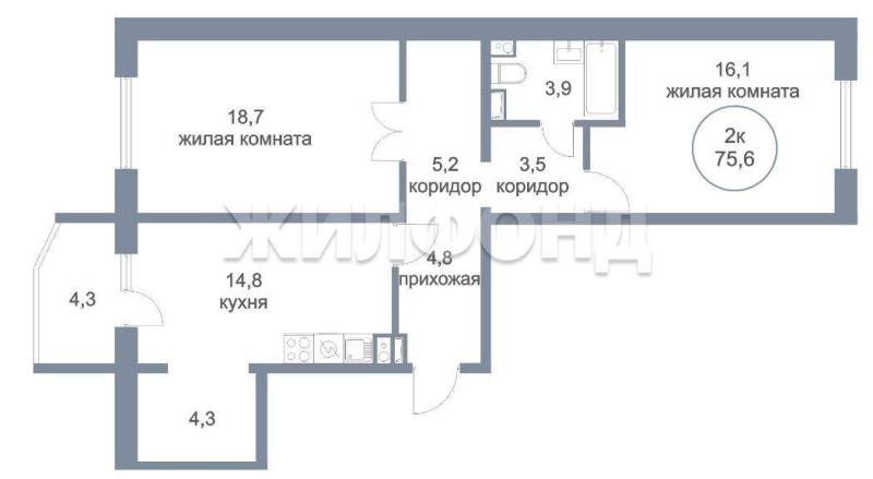 Квартира, Тюменская область, Нефтеюганск, 6-й мкр, 11. Фото 2