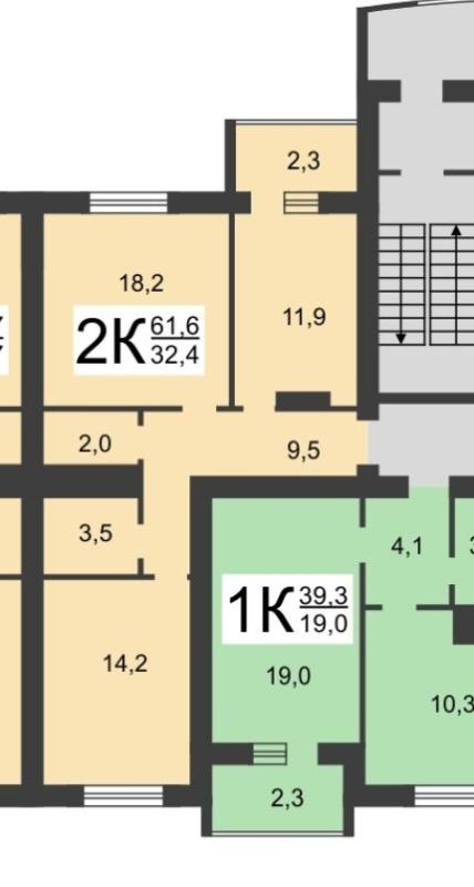 2-комн. квартира, 61.6 м², 16/16 этаж