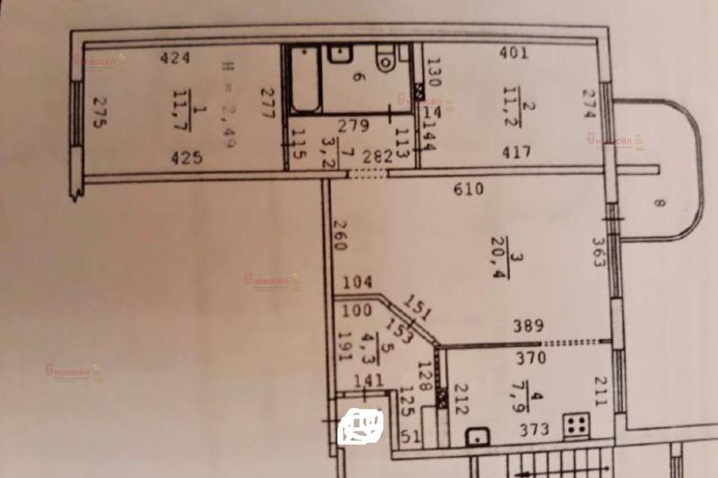 3-комн. квартира, 62.5 м², 6/12 этаж