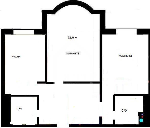 2-комн. квартира, 74 м², 2/23 этаж