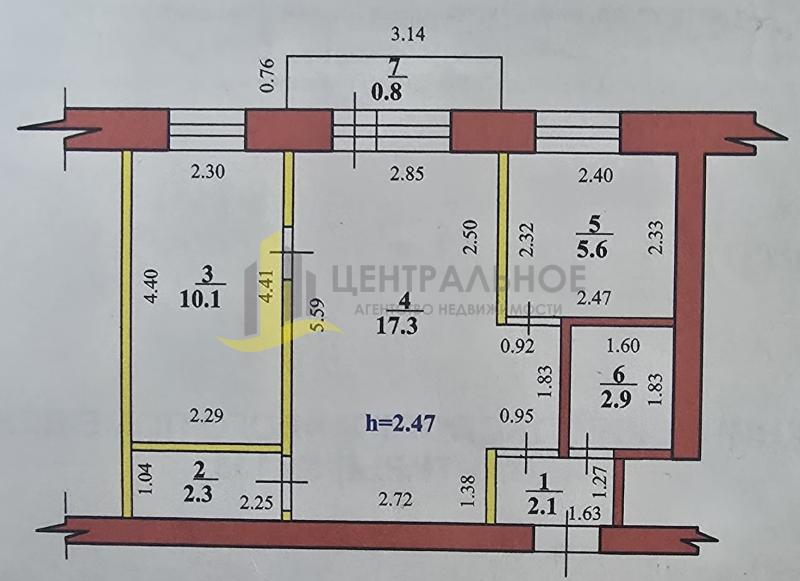 2-комн. квартира, 40.3 м², 5/5 этаж