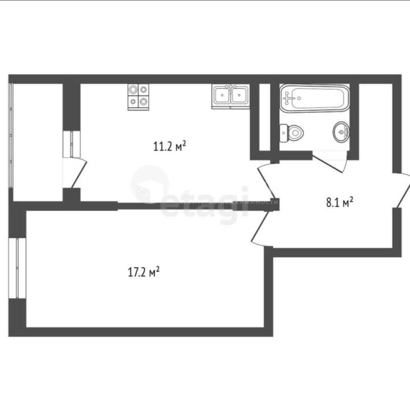 1-комн. квартира, 41 м², 7/24 этаж