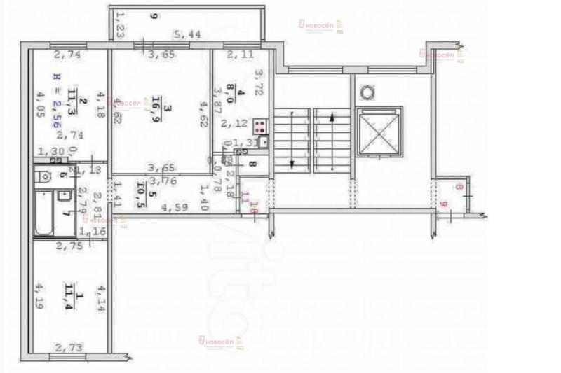 3-комн. квартира, 63 м², 3/10 этаж
