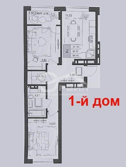 2-комн. квартира, 58 м², 3/7 этаж