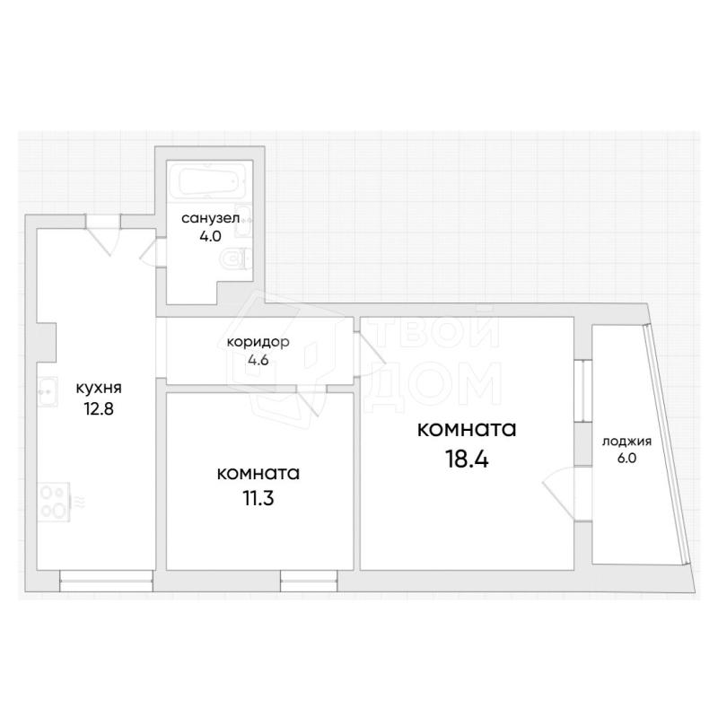 2-комн. квартира, 54 м², 6/18 этаж