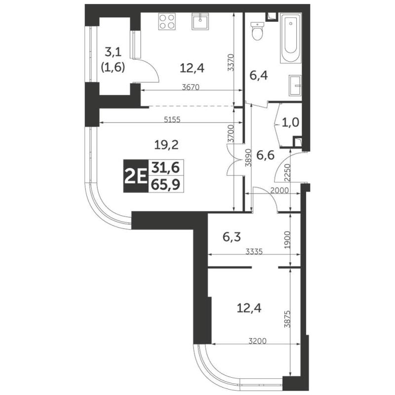 2-комн. квартира, 65 м², 20/47 этаж