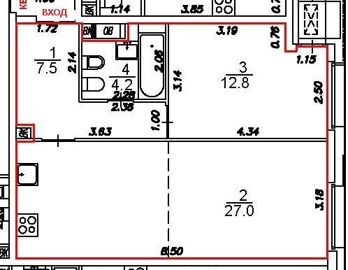 1-комн. квартира, 51 м², 2/9 этаж