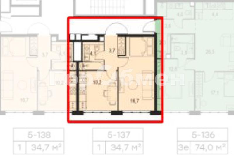 1-комн. квартира, 35 м², 17/24 этаж