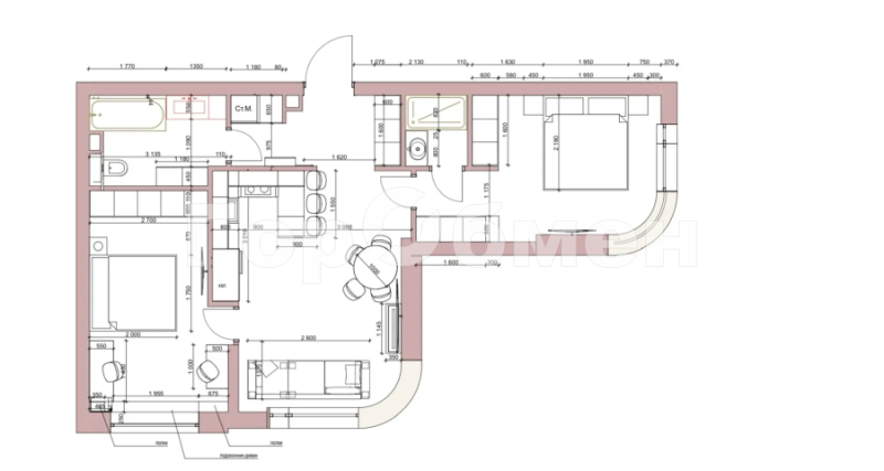 2-комн. квартира, 65 м², 29/48 этаж