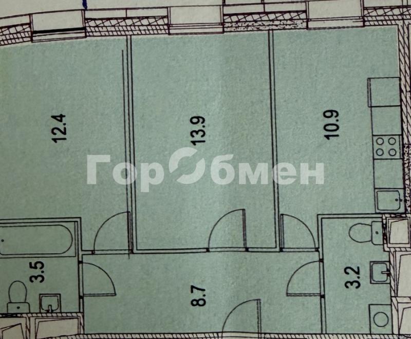 2-комн. квартира, 52 м², 5/22 этаж