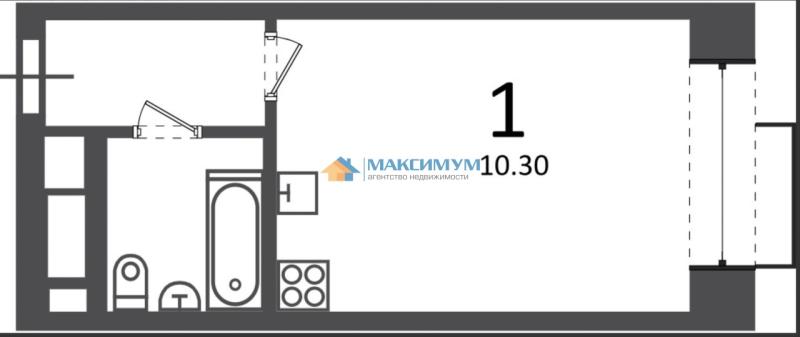 Квартира-Студия, 23 м², 8/28 этаж