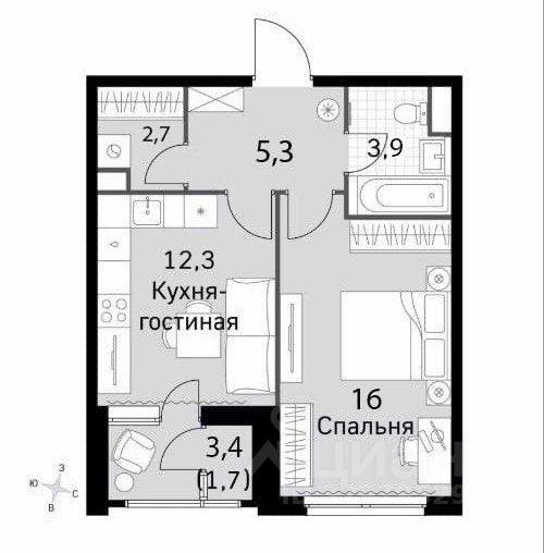 1-комн. квартира, 41 м², 27/27 этаж