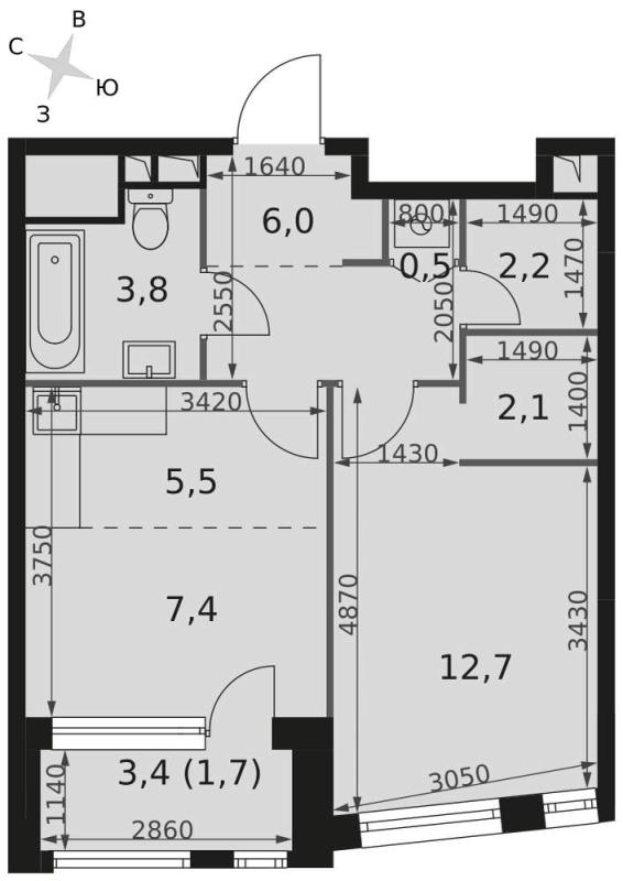 1-комн. квартира, 41 м², 26/29 этаж
