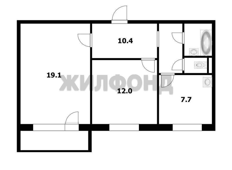 2-комн. квартира, 53 м², 3/10 этаж