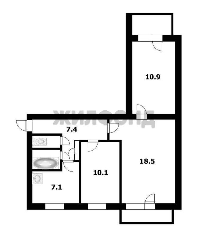 3-комн. квартира, 59 м², 7/9 этаж