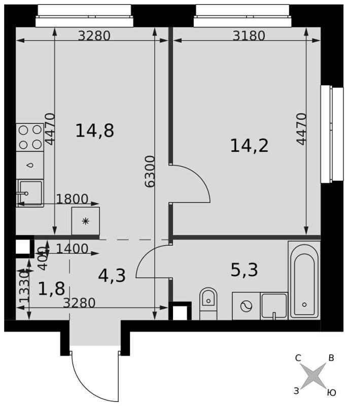 1-комн. квартира, 40 м², 8/27 этаж