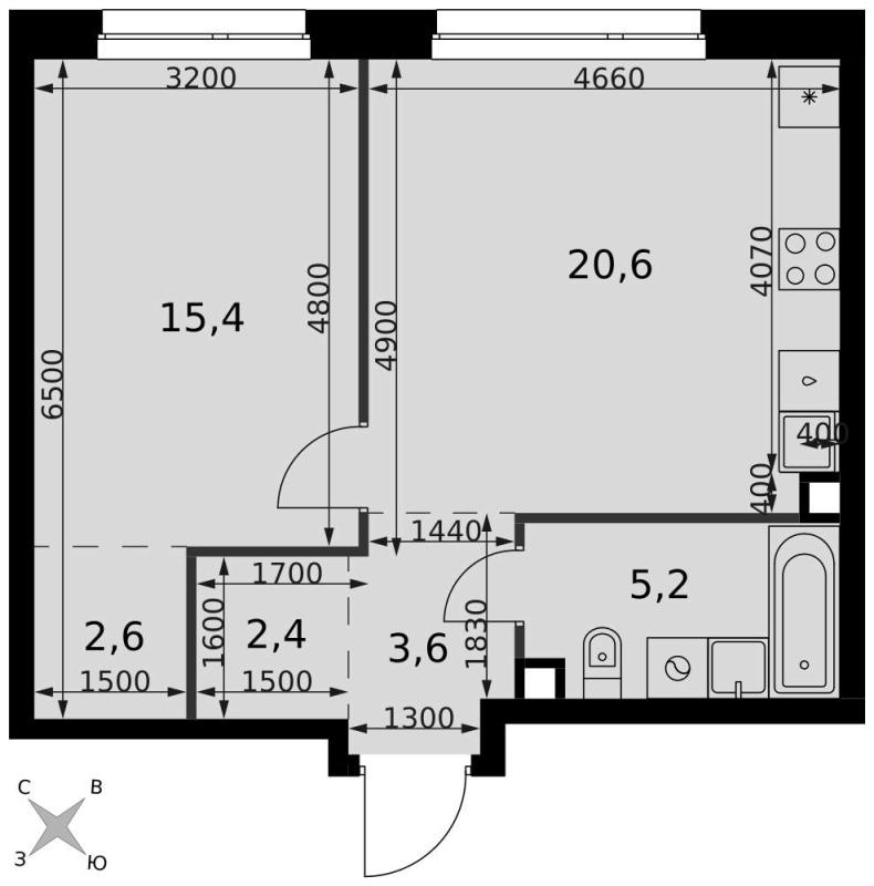 2-комн. квартира, 49 м², 5/27 этаж