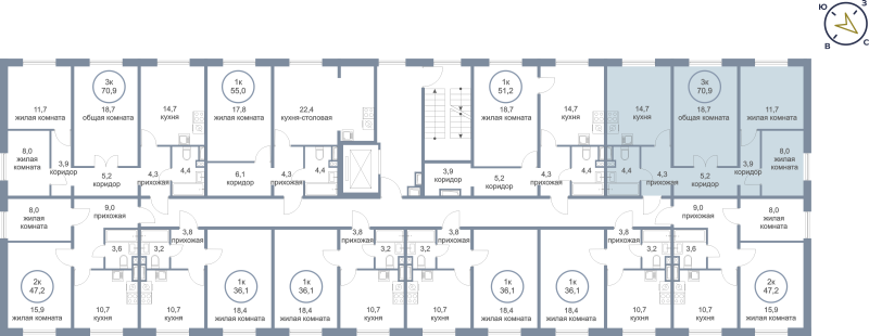 3-комн. квартира, 70 м², 6/9 этаж