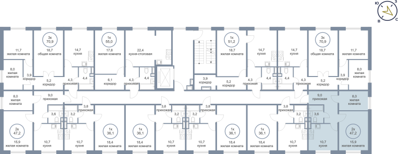 2-комн. квартира, 47 м², 6/9 этаж
