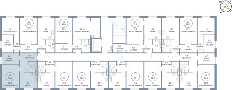 2-комн. квартира, 47 м², 6/9 этаж