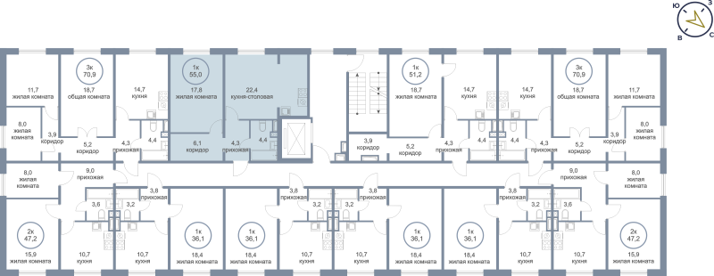 1-комн. квартира, 55 м², 7/9 этаж