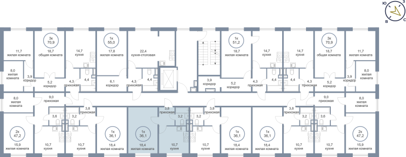 1-комн. квартира, 36 м², 2/9 этаж
