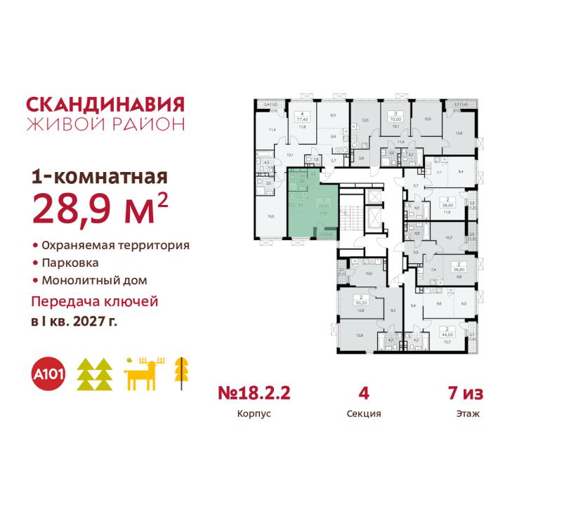1-комн. квартира, 28 м², 7/12 этаж